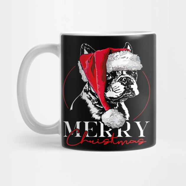 Santa Boston Terrier Merry Christmas Dog Mom Gift by Barnard